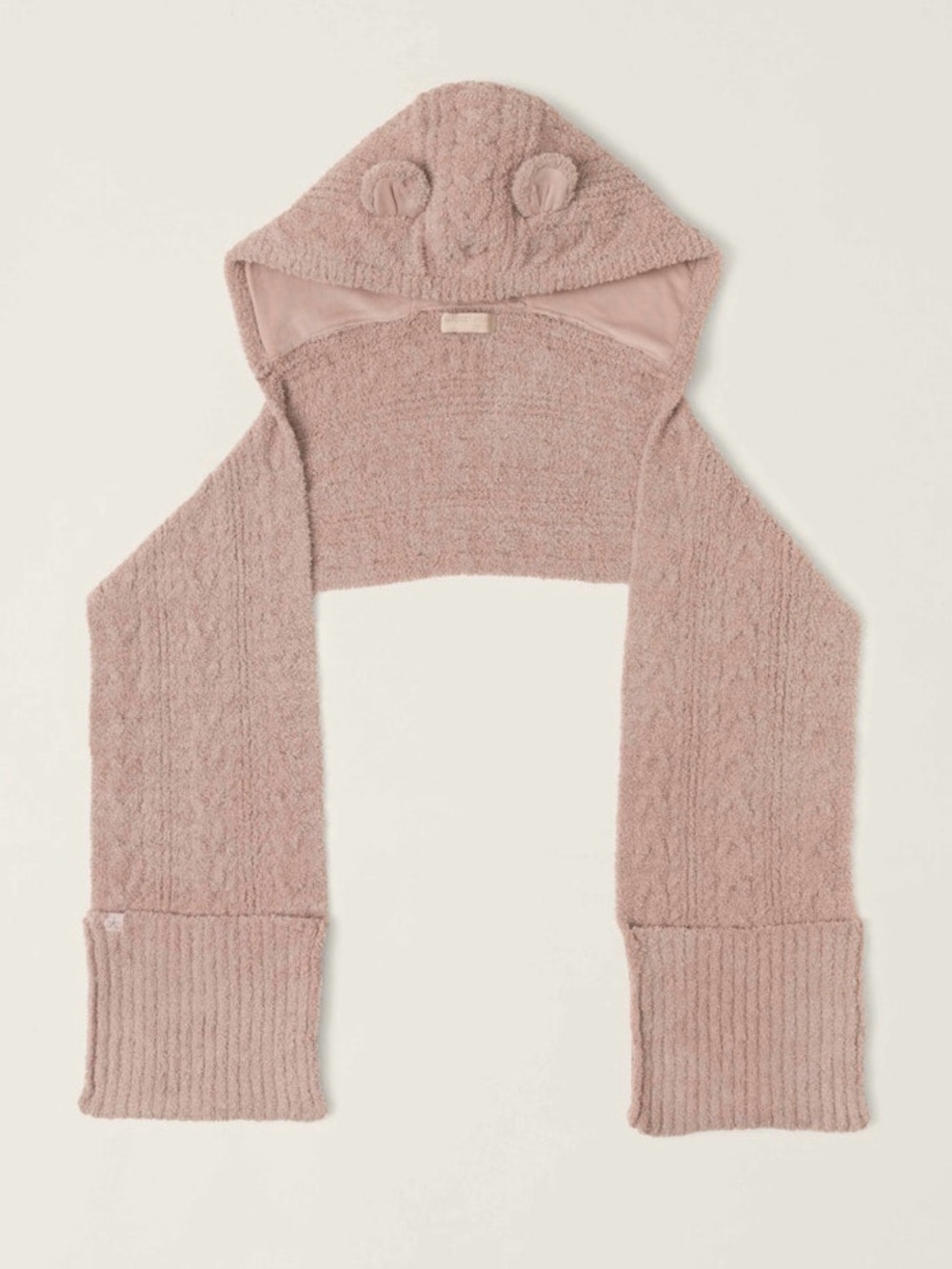 Barefoot Dreams CozyChic® Youth Bear Hooded Scarf - Blush